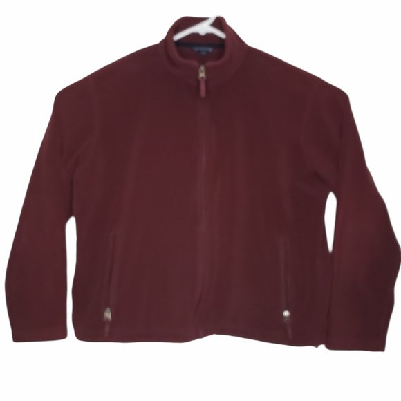 Lands' End Sweaters Lands End Maroon Full Zip Fleece Jacket Zipped